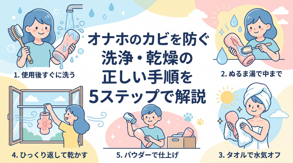 オナホのカビを防ぐ洗浄・乾燥の正しい手順を5ステップで解説