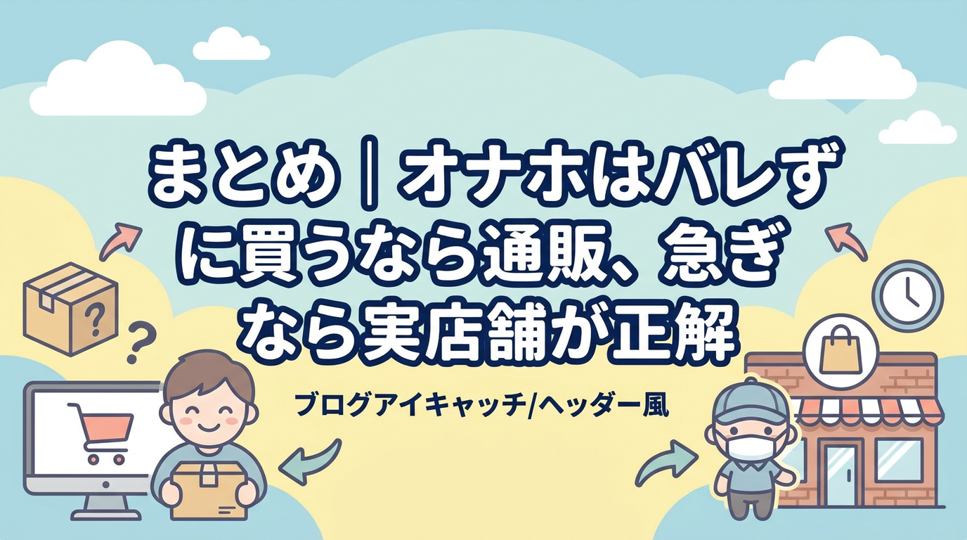 まとめ｜オナホはバレずに買うなら通販、急ぎなら実店舗が正解