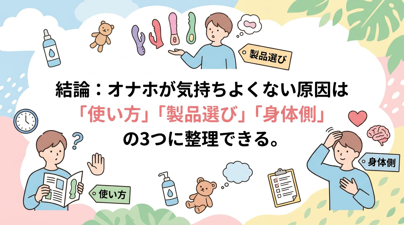 結論：オナホが気持ちよくない原因は「使い方」「製品選び」「身体側」の3つに整理できる