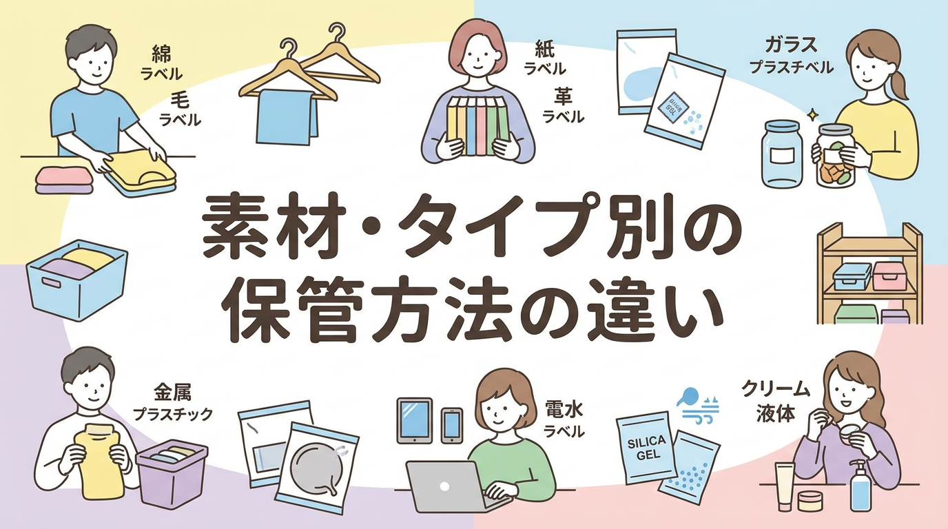 素材・タイプ別の保管方法の違い