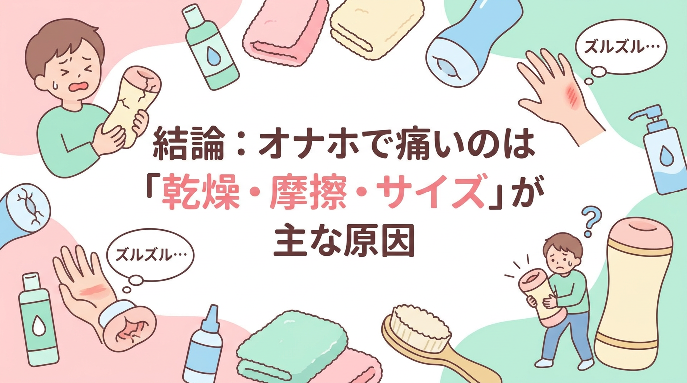 結論：オナホで痛いのは「乾燥・摩擦・サイズ」が主な原因