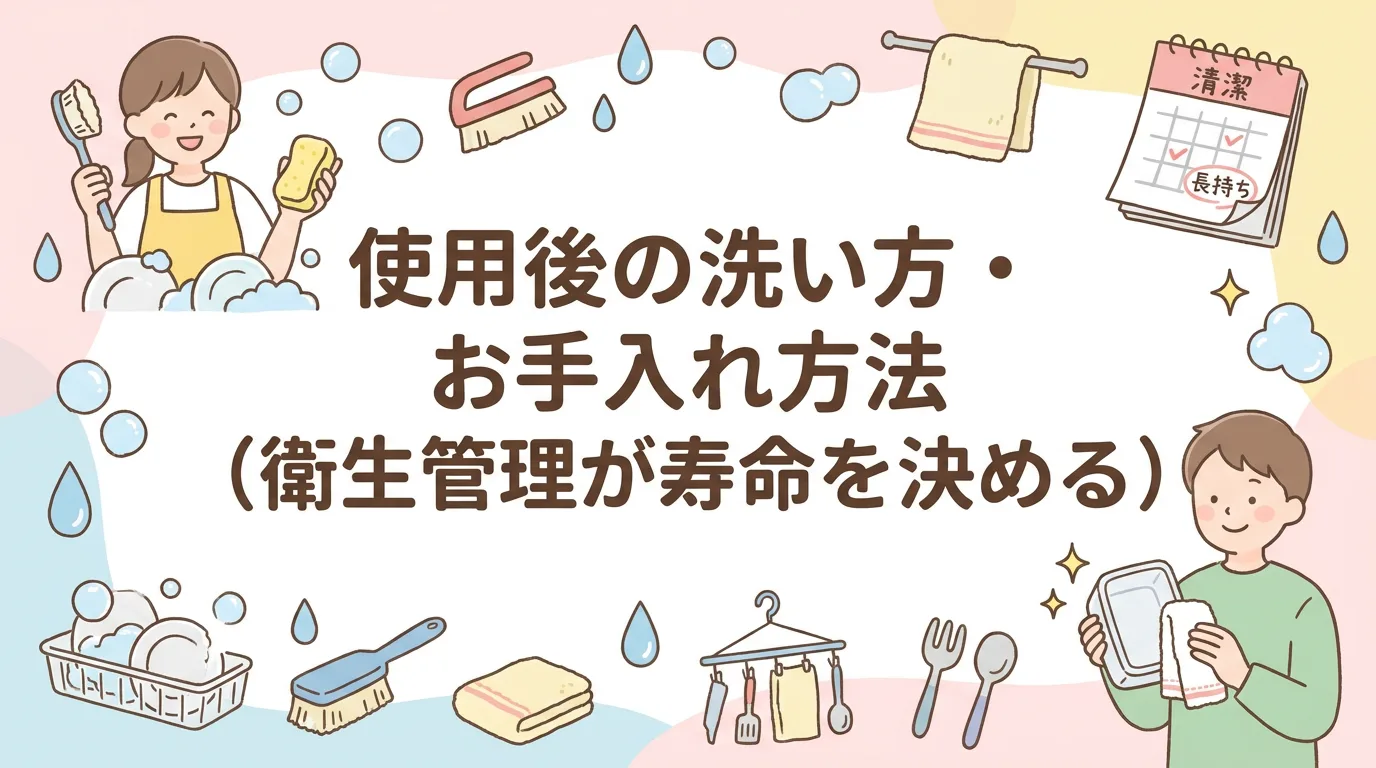 使用後の洗い方・お手入れ方法（衛生管理が寿命を決める）