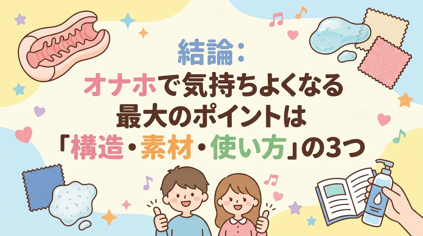 結論:オナホで気持ちよくなる最大のポイントは「構造・素材・使い方」の3つ