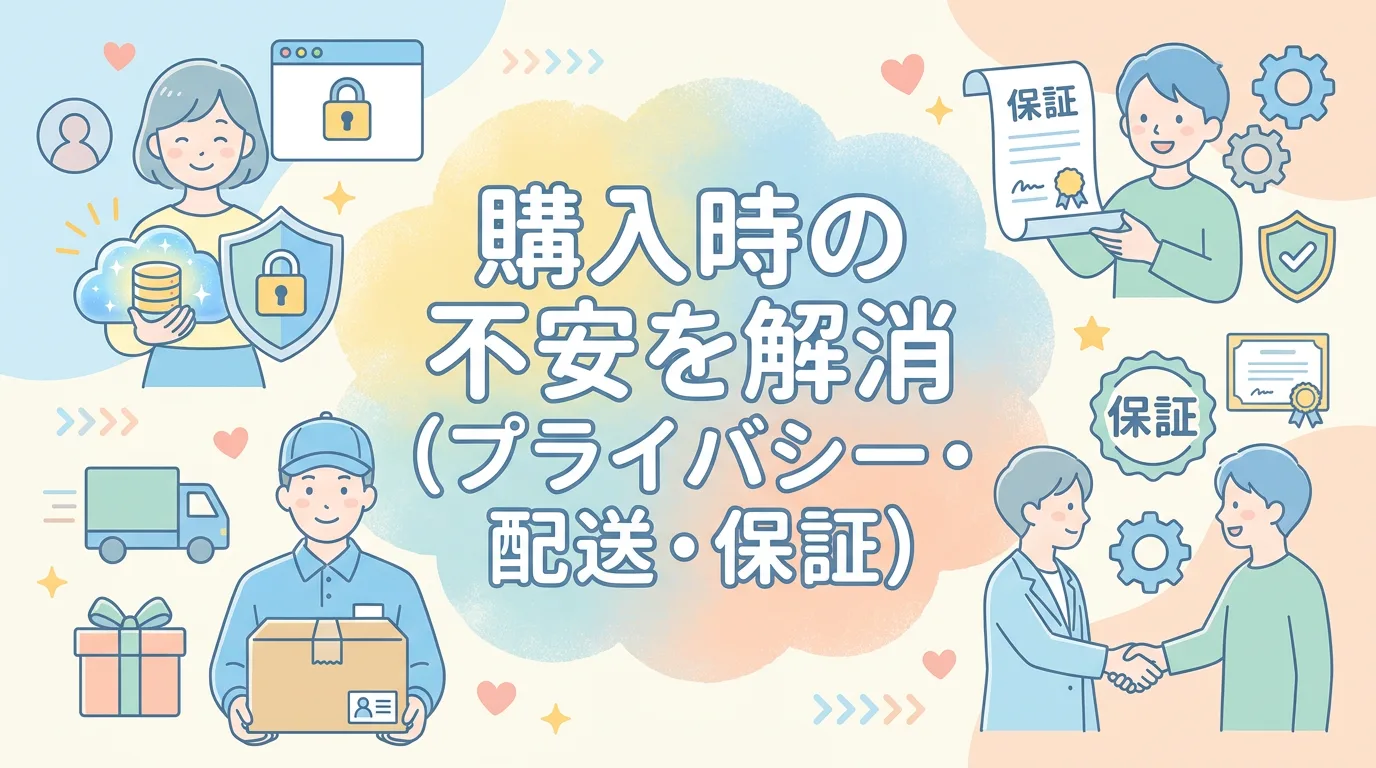 購入時の不安を解消(プライバシー・配送・保証)