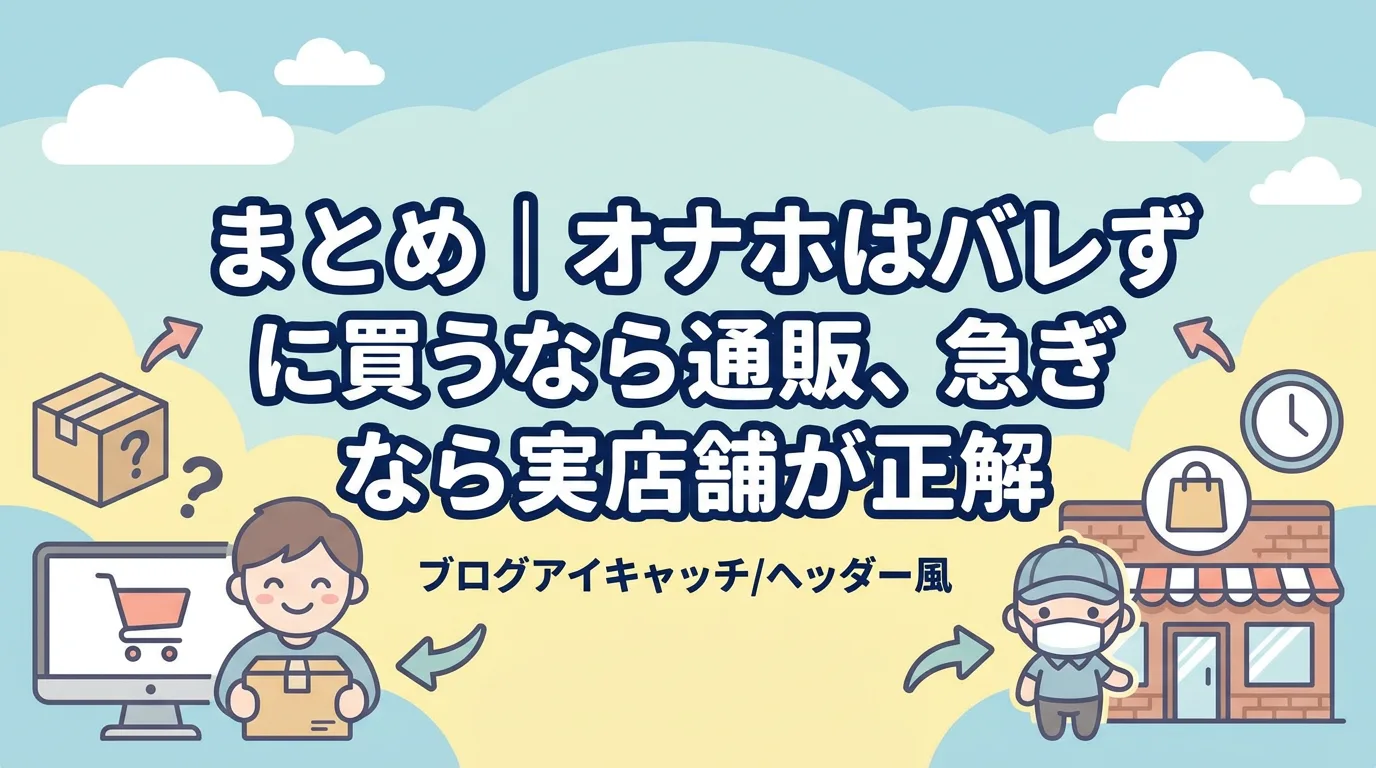 まとめ｜オナホはバレずに買うなら通販、急ぎなら実店舗が正解