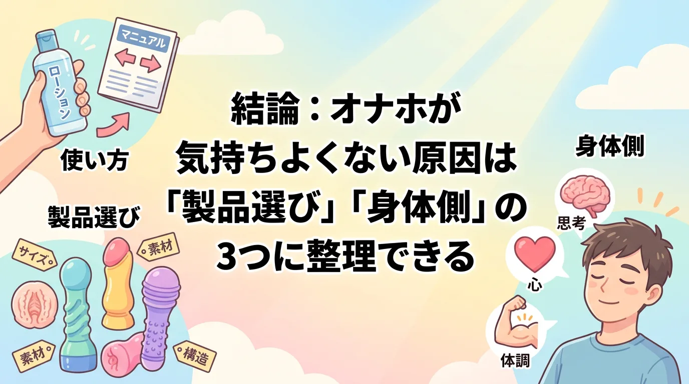結論:オナホが気持ちよくない原因は「使い方」「製品選び」「身体側」の3つに整理できる