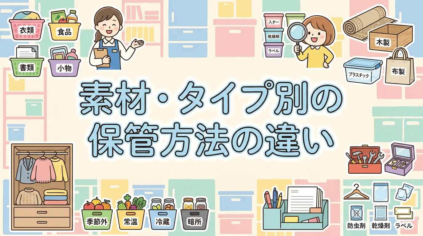 素材・タイプ別の保管方法の違い