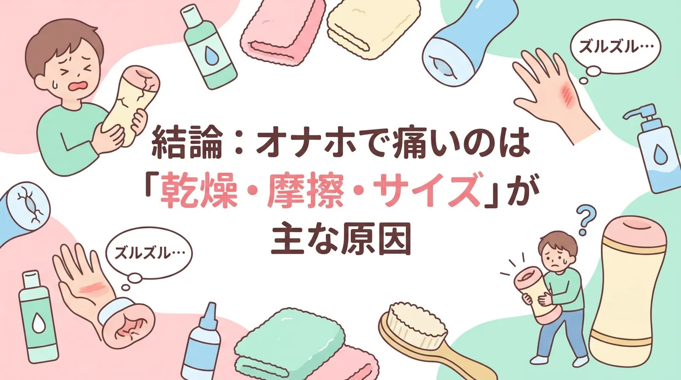 結論:オナホで痛いのは「乾燥・摩擦・サイズ」が主な原因