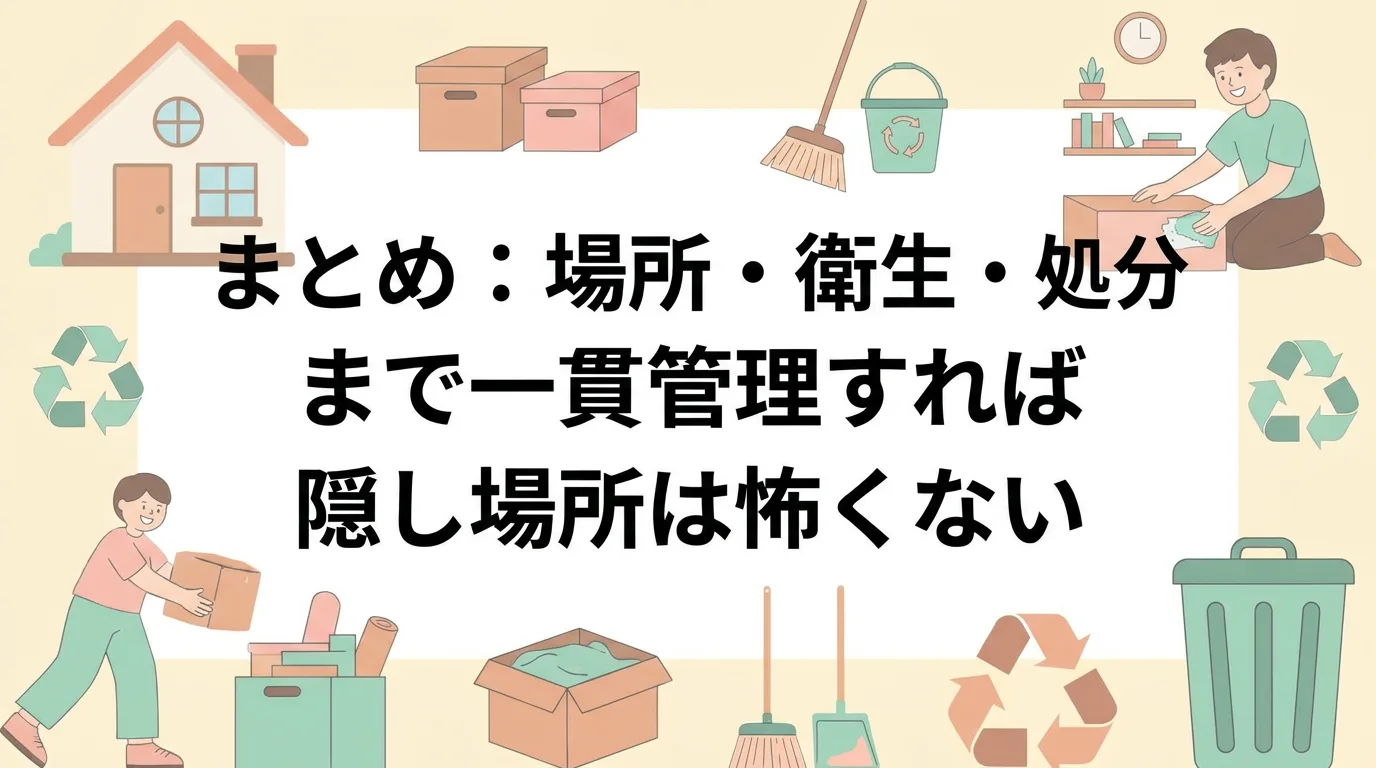 まとめ:場所・衛生・処分まで一貫管理すれば隠し場所は怖くない