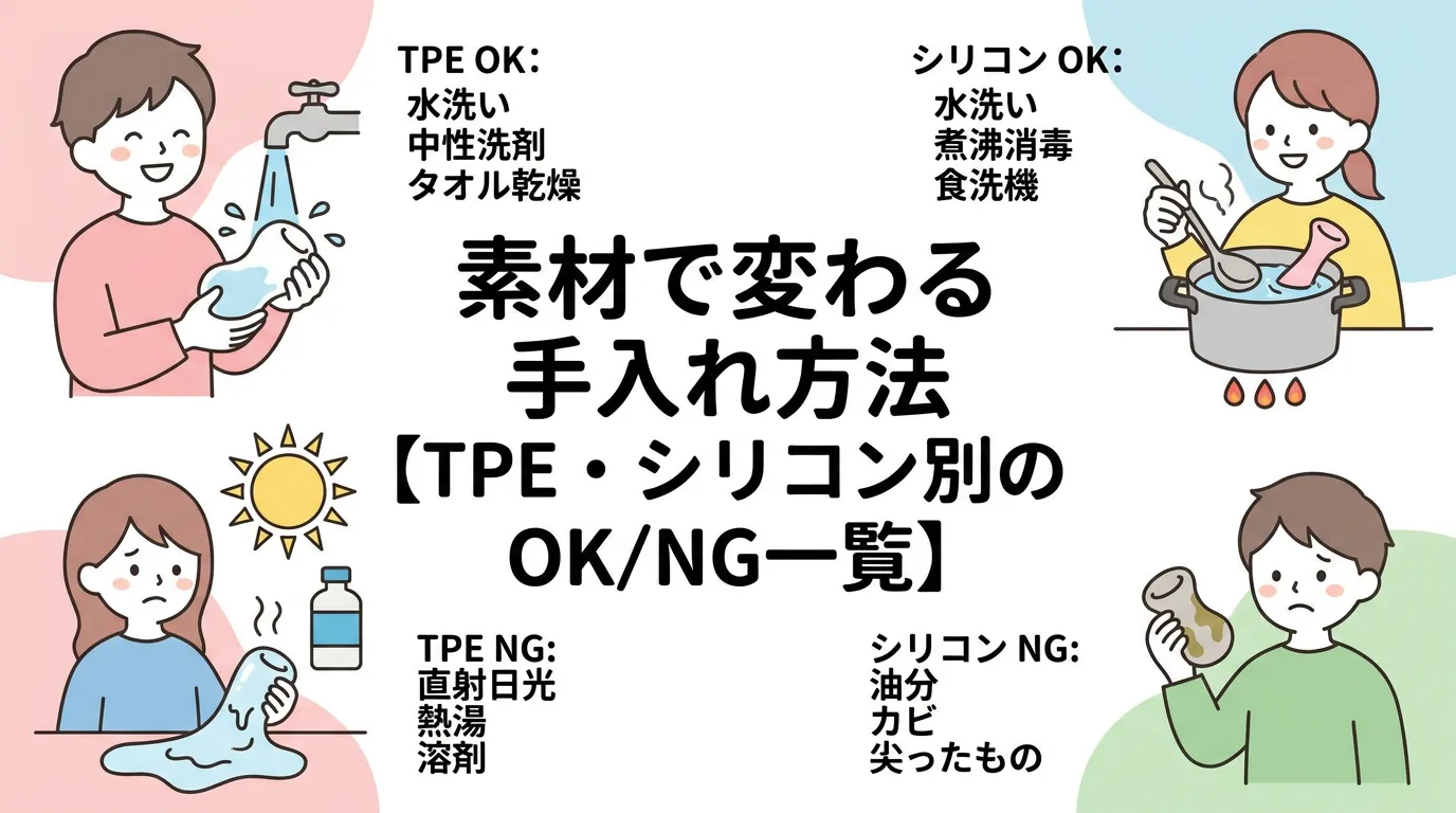 素材で変わる手入れ方法【TPE・シリコン別のOK/NG一覧】