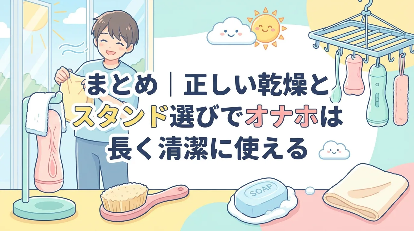 まとめ|正しい乾燥とスタンド選びでオナホは長く清潔に使える