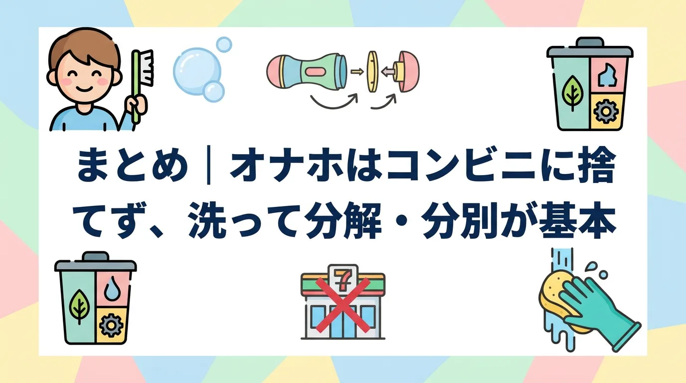 まとめ｜オナホはコンビニに捨てず、洗って分解・分別が基本