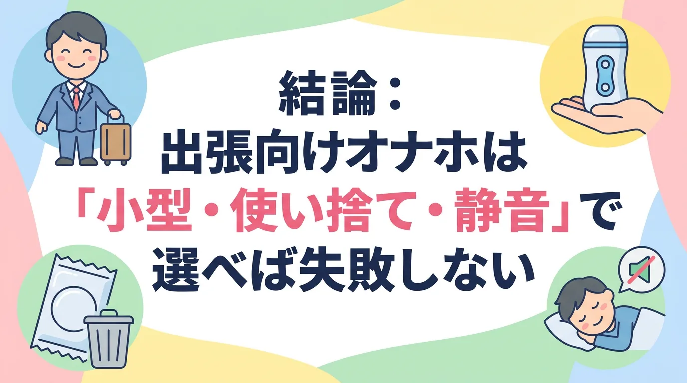 結論：出張向けオナホは「小型・使い捨て・静音」で選べば失敗しない
