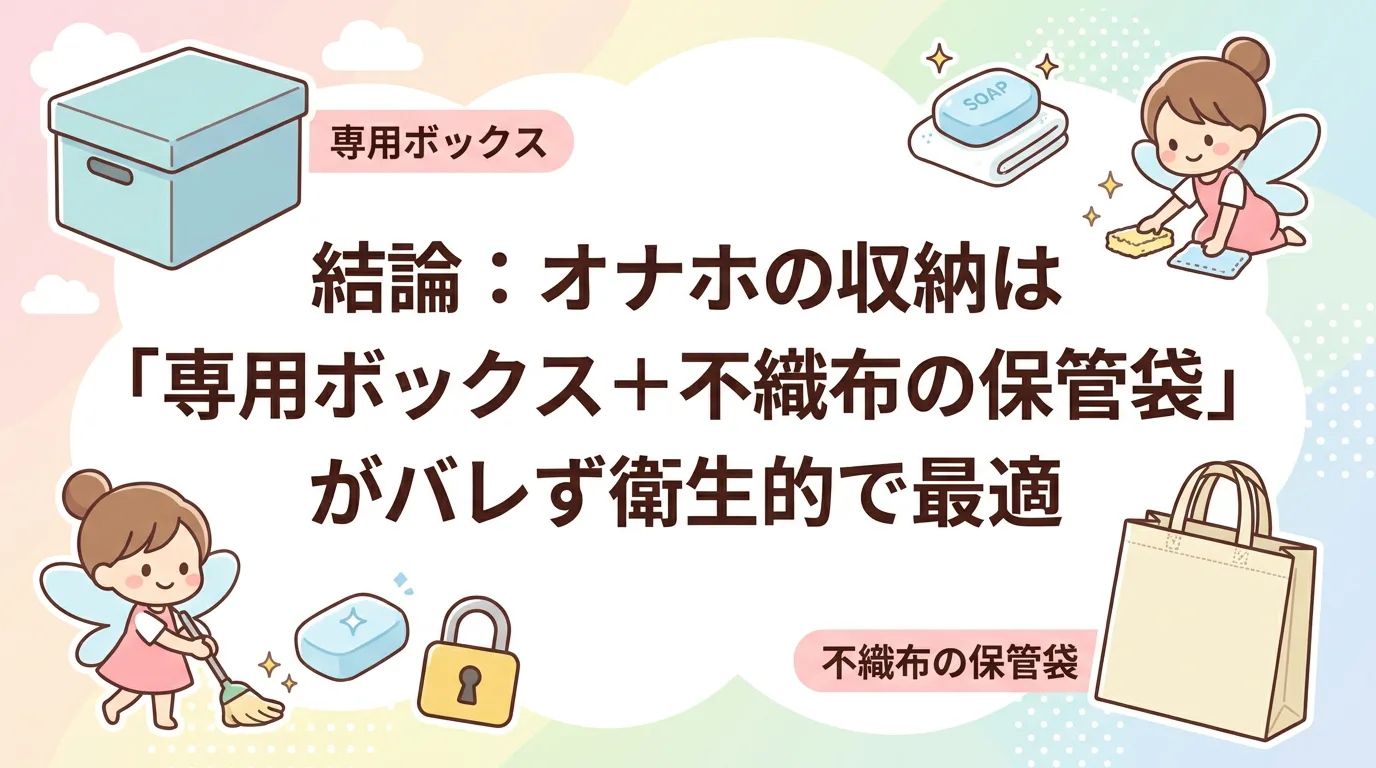 結論：オナホの収納は「専用ボックス＋不織布の保管袋」がバレず衛生的で最適