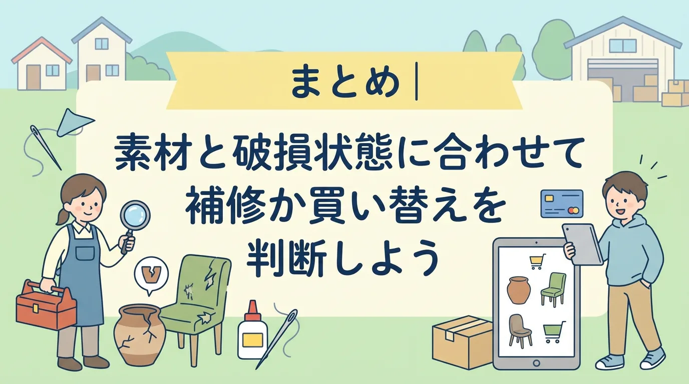 まとめ｜素材と破損状態に合わせて補修か買い替えを判断しよう