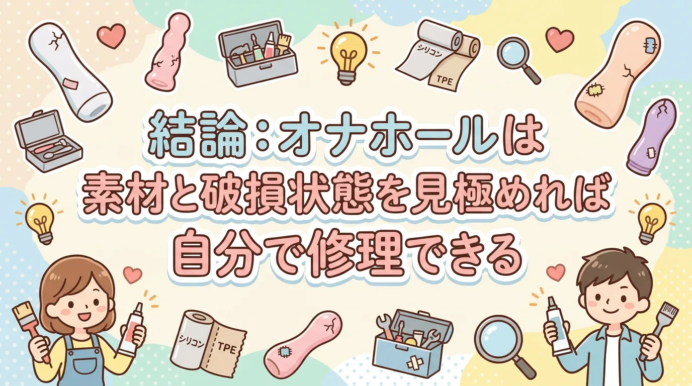 結論:オナホールは素材と破損状態を見極めれば自分で修理できる