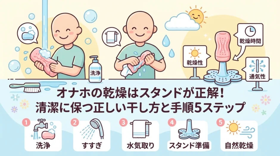 オナホの乾燥はスタンドが正解！清潔に保つ正しい干し方と手順5ステップ